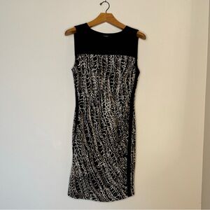 Chaps by Ralph Lauren Black Size XL Bodycon Dress Stretchy Career Chain Print